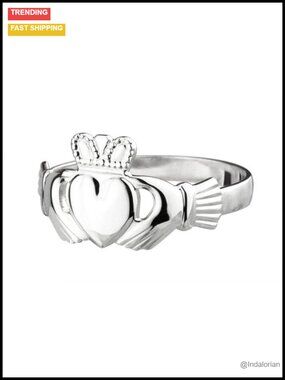 Sterling Silver Claddagh Ring Size 8.5 Made in Ireland